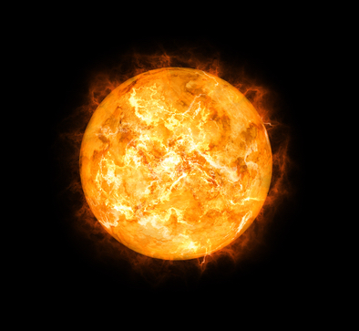 sun burning in space